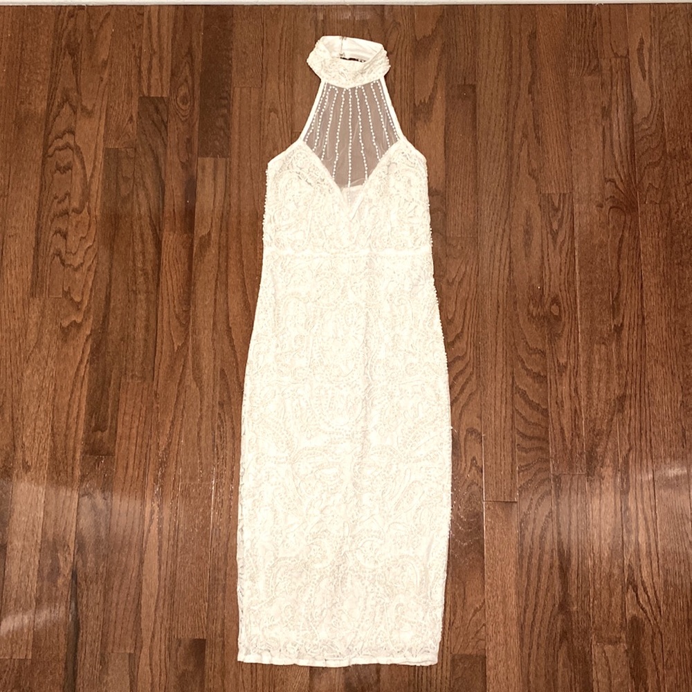 Pretty Little Things White Beaded Lace Dress